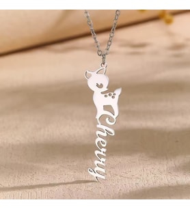 Kişiye Özel Minimalist Geyik Figürlü İsim Kolye 925K Gümüş