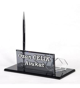 Kartvizitli Modern İsimlik Alanlı Ofis Masa Dekoru (KAHVE-KAHVE)