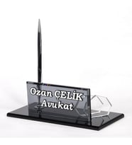 Kartvizitli Modern İsimlik Alanlı Ofis Masa Dekoru (KAHVE-KAHVE)