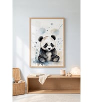 Panda Aşkı Minimalist Sevimli Hayvan Portresi 1. Kalite Ahşap Çerçeveli Tablo