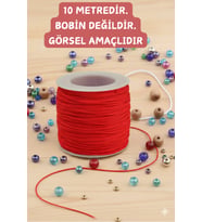 10 Metre Kırmızı Bileklik İpi - Paraşüt İpi - Kopmaz İp - Tesbih İpi