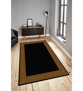 Dijital Baskılı Yıkanabilir Kaymaz Modern Renkli Salon Halısı Mutfak Halısı Yolluk ND-HY-1142 (Gold)