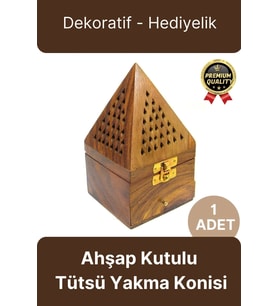 Özel Tasarım Dekoratif Hediyelik Piramit Şekli El Yapımı Ahşap Kutulu Tütsü Yakma Konisi