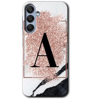 Galaxy A55 Kılıf HD Desen Baskılı Kılıf - Pembe Mermer Desenli A Harfi
