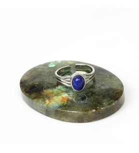 Lapis Lazuli Taşı Çelik Yüzük - Kararmaz