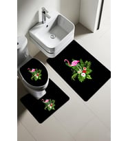Modern Desenli Dijital Baskı 3’lü Banyo Paspas Takımı Yıkanabilir Kaymaz Tabanlı Klozet Takımı KLZ0009 (Çok Renkli)