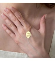 Kişiye Özel İstediğini Yazdır Oval Kolye 925K Gümüş (Gold)