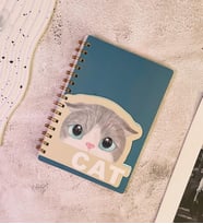 Sevimli Kedi Kapaklı Spiral Defter (Y. Su Yeşili)