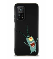 Xiaomi Mi 10T Soft Premier Kapak Plankton Tasarımlı Silikon Kılıf - Siyah (Şeffaf)