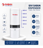 Mulpex 480 ml Beyaz Duvara Monte Sıvı Sabun Dispenseri Premium Kalite ABS Gövde