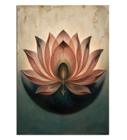 Pembe Lotus Çiçeği Zen Meditasyon Dekoratif Kanvas - Mdf Ahşap Tablo