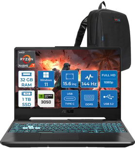Asus Tuf Gaming A15 – FA506NCG Amd Ryzen 7-7445HS 32GB Ddr5 1tb SSD Rtx 3050/4GB 75W 15.6 Inç Full Hd 144Hz Ips-Level WIN11PRO Gaming Bilgisayar HN206AF13+ZETTAÇANTA