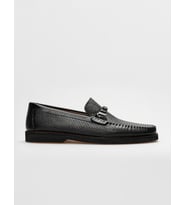Hakiki Deri Siyah Lazer Detaylı Erkek Loafer