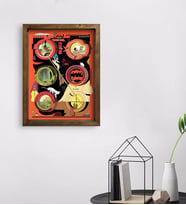 BK Gift Modern Soyut Tasarımlı Doğal Masif Ahşap Çerçeveli Tablo 45x65cm-13