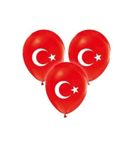100 ADET YÜKSEK KALİTE TÜRK BAYRAKLI BALON 100 ADET KIRMIZI BAYRAKLI BALON HELYUM GAZI UYUMLUDUR