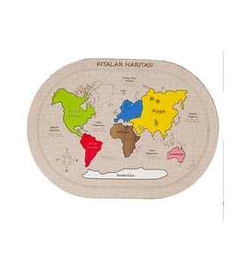 Eğitici Oyuncaklar Ahşap Kıtalar Puzzle Seti Bultak Çocuk Puzzle