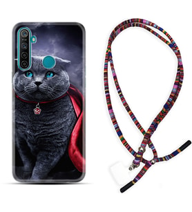 Realme 5i 5 Pro 6i 7 Pro 8 Kılıf Boyun Asklı Rasta Silikon Super Cat 1666