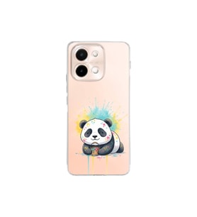 Vivo Y28 ile Uyumlu Splash Panda Tasarımlı Şeffaf Silikon Kılıf
