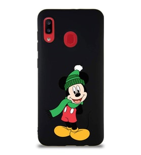 Samsung Galaxy A30 Soft Premier Kapak Mickey Mouse-G Tasarımlı Silikon Kılıf - Siyah (Şeffaf)