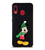 Samsung Galaxy A30 Soft Premier Kapak Mickey Mouse-G Tasarımlı Silikon Kılıf - Siyah (Şeffaf)