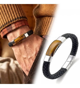 Moncuk Design Kaplangözü Doğaltaş Ve Deri Çelik Erkek Bileklik 33514B6D1