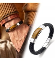 Moncuk Design Kaplangözü Doğaltaş Ve Deri Çelik Erkek Bileklik 33514B6D1