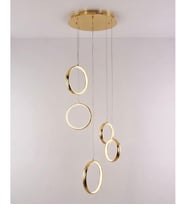 Yüksek Tavan Çoklu Çember Sarkıt 5'li Avize 3221-W81-0Z-TY (Gold)