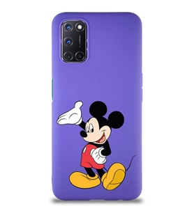 Oppo A72 Soft Premier Kapak Mickey Mouse-C Tasarımlı Silikon Kılıf - Mor (Şeffaf)