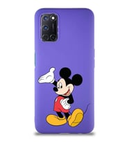 Oppo A72 Soft Premier Kapak Mickey Mouse-C Tasarımlı Silikon Kılıf - Mor (Şeffaf)