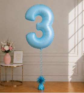3 Rakamlı Mavi 76 cm Helyum Balon – Folyo Parti Balonu