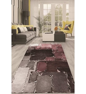 Dijital Kaymaz Taban Yıkanabilir Modern Renkli Salon Halısı Mutfak Halısı Yolluk ND-HT-722 (Pembe)
