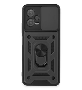 Newface Xiaomi Redmi Note 12 5G Kılıf Pars Lens Yüzüklü Silikon - Siyah