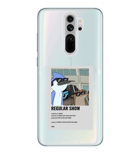 Redmi Note 8 Pro Uyumlu Regular Show Mordecai ve Rigby Desenli Şeffaf Telefon Kılıfı