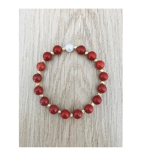 MK TASARIM GERÇEK İNCİ RED JASPER TAŞI BİLEKLİK MK.7000.812- RAHATLIK-DİNGİNLİK-ENERJİ- STRES BİLEKLİĞİ