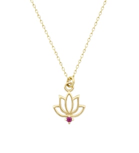 Yakut Lotus Çiçeği Kolye