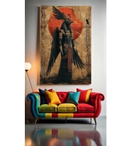 ANTİK MISIR MOTİFLERİ VE HORUS Ev Duvar Salon Güzellik Salonu Ofis Dükkan Dekarasyon Kanvas Tablo (Çok Renkli)