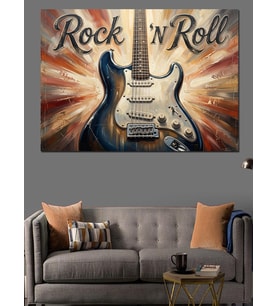 Rock N Roll Gitar Temalı Dekoratif Kanvas - Mdf Ahşap Tablo