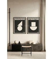 Modern Geometrik 2'li Ahşap Çerçeveli Tablo Seti