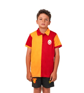 Galatasaray Lisanslı 5 Yıldız Polo Yaka Çocuk Forma T-Shirt (Sarı-Kırmızı)