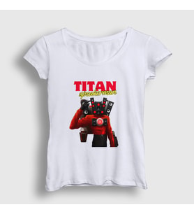 Presmono Kadın Beyaz Titan Speakerman Skibidi Toilet T-Shirt 482657tt (Beyaz)