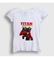 Presmono Kadın Beyaz Titan Speakerman Skibidi Toilet T-Shirt 482657tt (Beyaz)