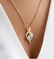 925 Ayar Gümüş Kolye Kalpli Zirkon Taşlı (Gold)