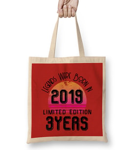 2019 Birthday Gift - Made, Born in 2019 Gift - 3 Year Old Birthday   Gift Vintage Style Bez Çanta Uzun Saplı