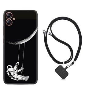 Samsung Galaxy A04E Kılıf Resimli Boyun Askılı İpli Desenli Silikon Series Astronot 519
