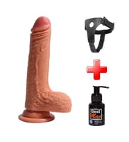 OdinsShop 18,5 cm Belden Bağlamalı Yeni Nesil Realistik Penis + Kemer + Kayganlaştırıcı