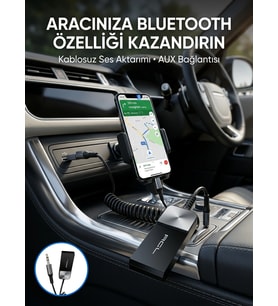 Araç Ve Ev Ses Sistemleri İçin Bluetooth Aux Adaptörü