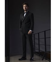 Siyah Erkek Slim Fit Düz Sivri Yaka Smokin Takım - 92393