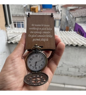 Sayı Kabartmalı Zincirli Köstekli Cep Saati