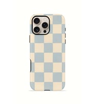 iPhone 16 Pro Max Vorian Çift Katmanlı Kılıf Powder Blue Checker