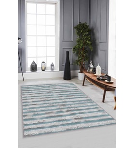 Turkuaz Spor Kaymaz Tabanlı Makinede Yıkanabilir Halı FO08 - 100 x 160 cm